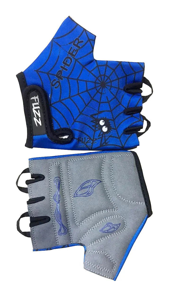 Перчатки детские лайкра SPIDER сине-черные р-р 10/XL GRIP GEL, с петельками, на липучке FUZZ